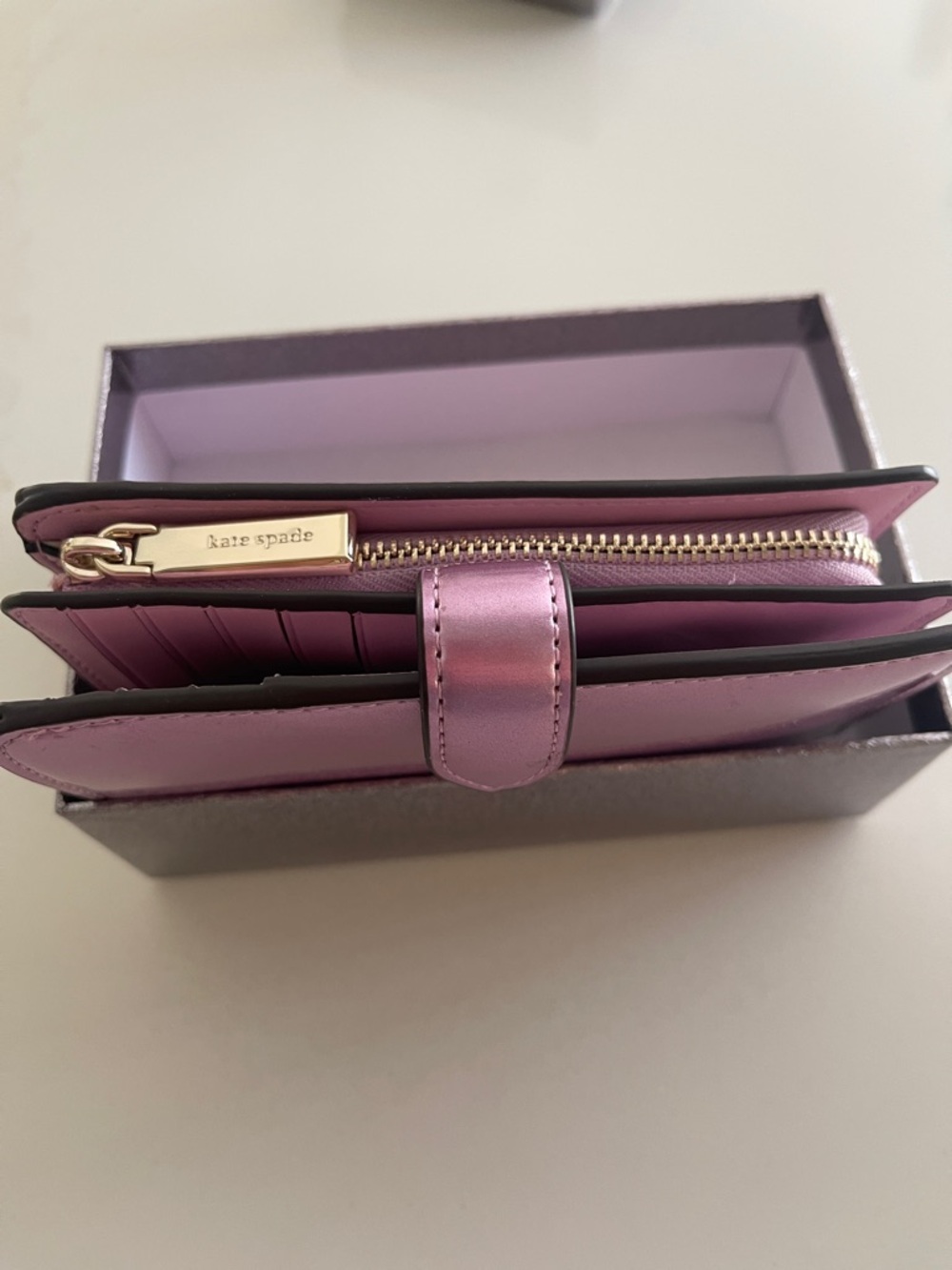 kate spade pink metallic continental wallet - Picture 4 of 8